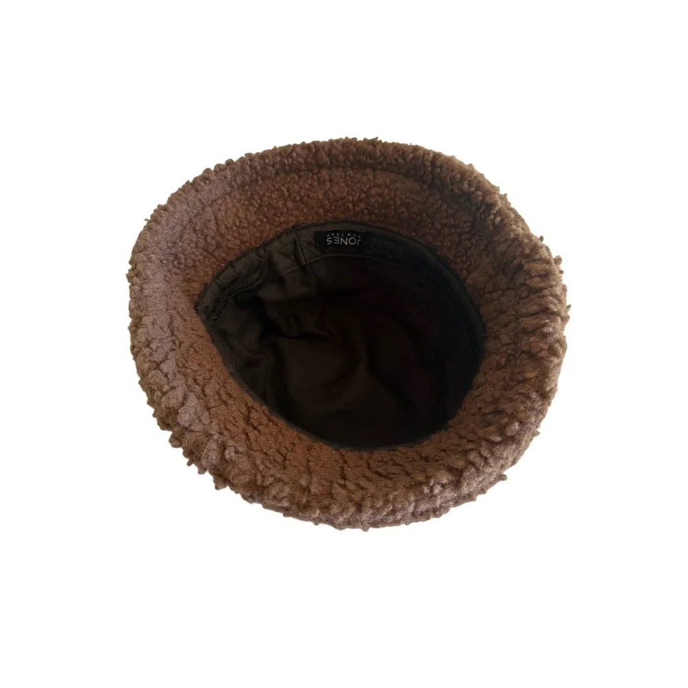 Jones New York Bucket Hat Brown Faux Shearling Sherpa Winter Casual Lined Hat
